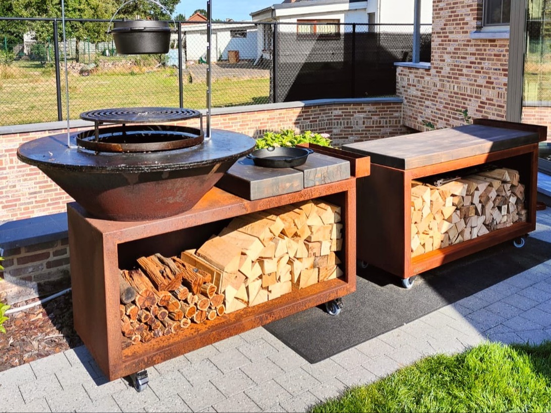 cortenstaal plancha bbq met eigen logo